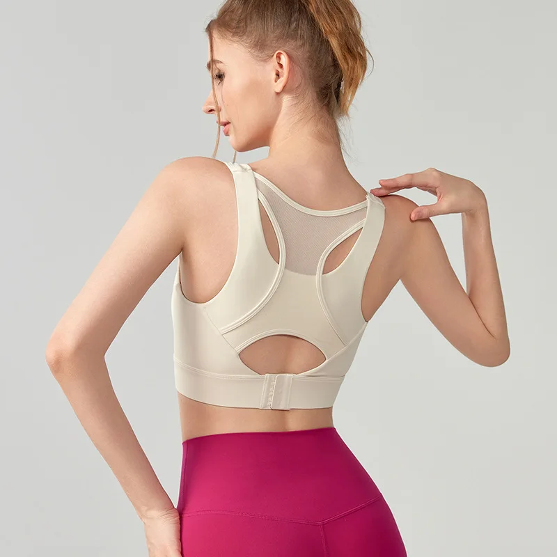 Women's Comfort Stretchy Breathable Mesh Insert Sports Bra Lightweight Sexy Crop Top XS-Compression Supportive Yoga Bra Back