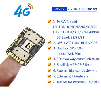 4G ZX905 Mini GPS Tracker Module for Pets and Vehicles - Voice
