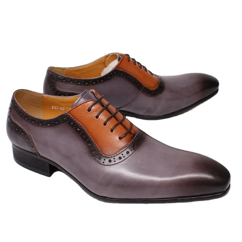 Genuine Leather Hand Crafted Oxford Shoes with Rubber Sole