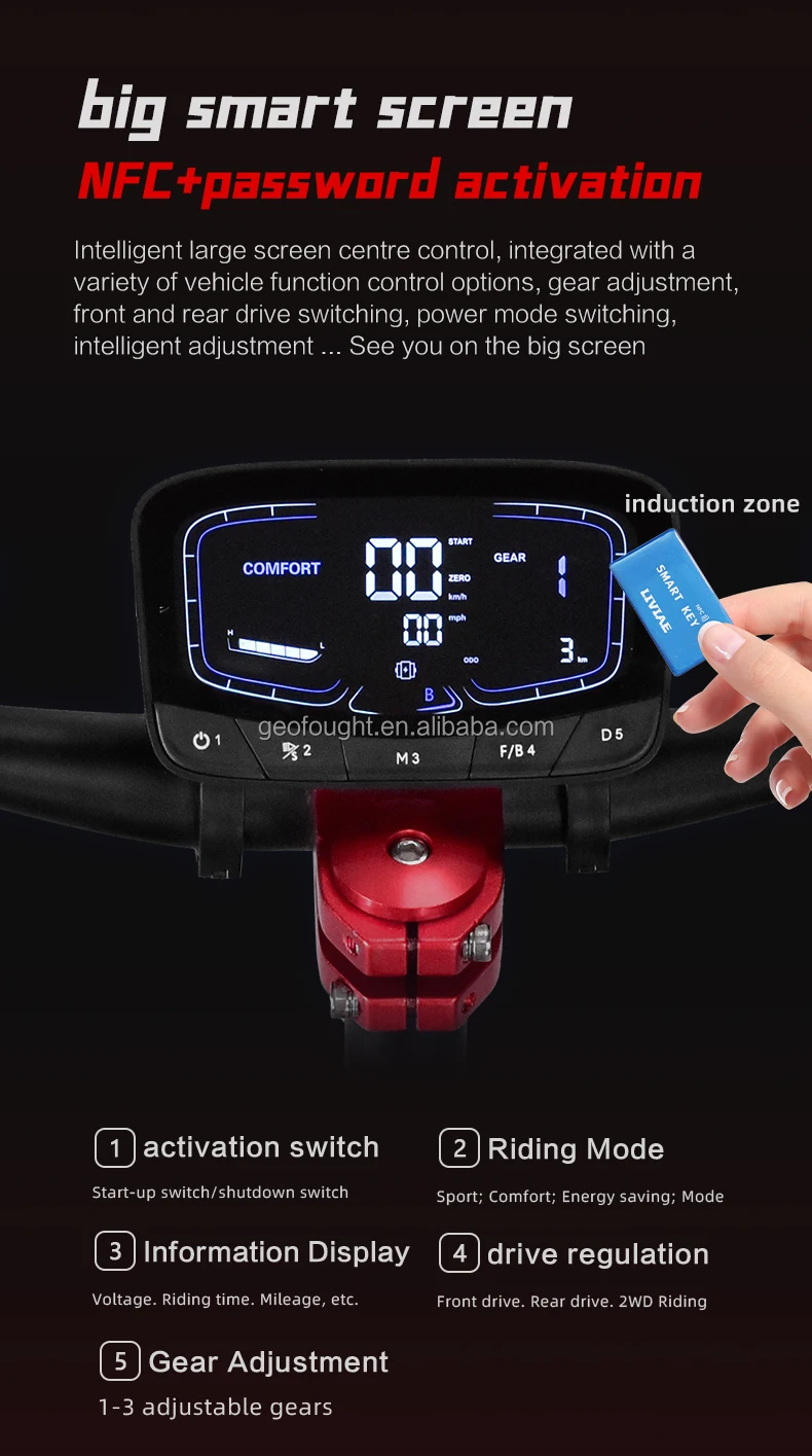 NFC/Password Start 11 Inch Off Road Scooter 38Ah Battery 100-120km Range 60V 6000W 80kmh 50mph Foldable Adult Electric Scooter