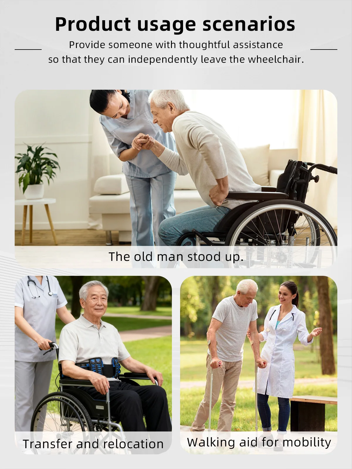 Hospital Transfer Gait Belt with Quick Release Buckle for Safe Patient - product detail 3