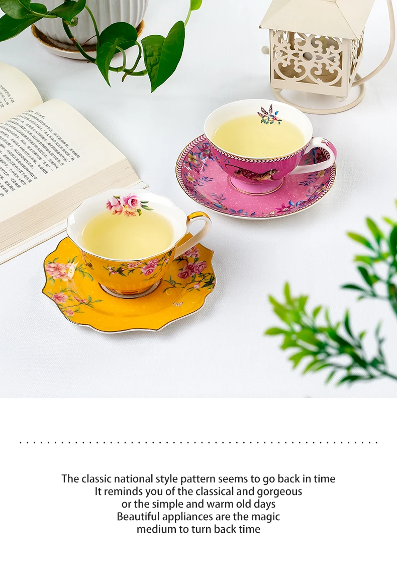 Wholesale Chinese style high quality cup and saucers ceramic porcelain tea set coffee cup with handle STOCK factory