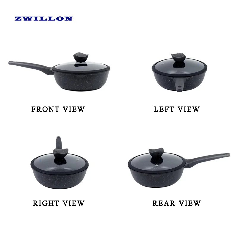 Frying Pan Deep Granite Removable Handle with Glass Lid Chinese Aluminum Alloy Samosa Chicken Non Stick Woks and Stir Fry Pans
