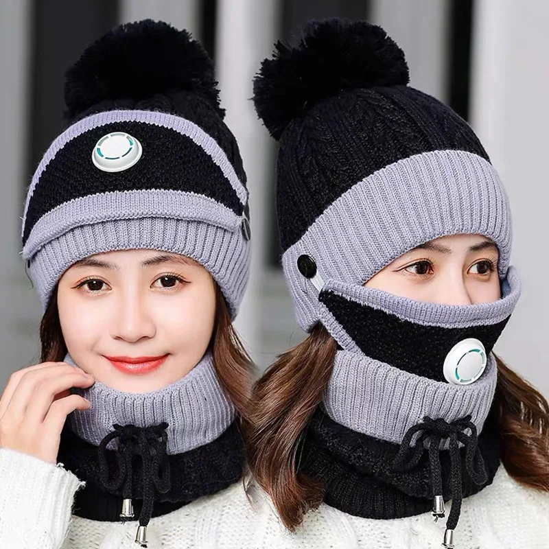 Warm Winter Hats - Knitted Caps with Scarf & Neck Warmer display picture 1
