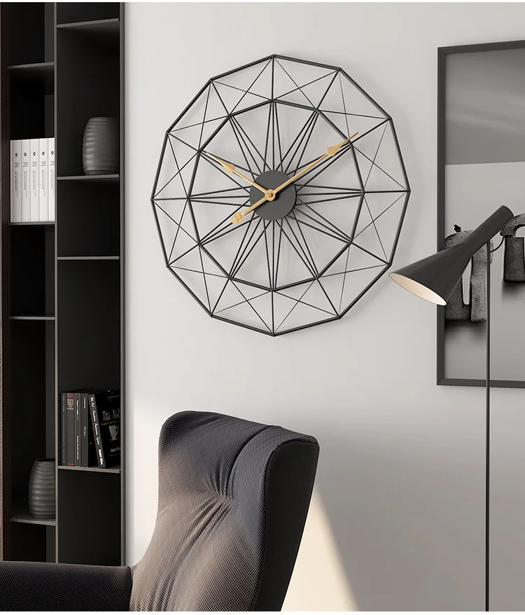 Reloj de pared de estilo nórdico para decoración del hogar, cronógrafo con  diseño 3D de polígono geométrico, artesanía, 60cm