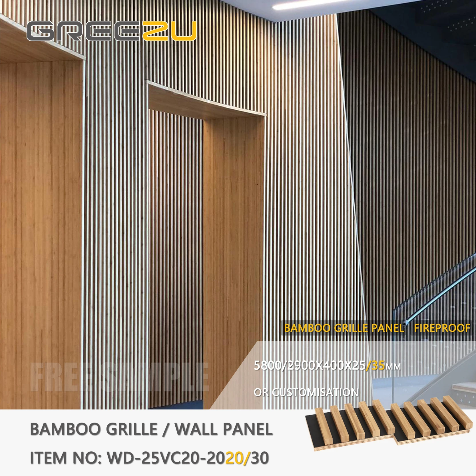 Wasserdichte Innendekoration Bambus-Gitter Wandverkleidung Panel  Bambus-Holz Dekorative Wandplatte Massives Gitter
