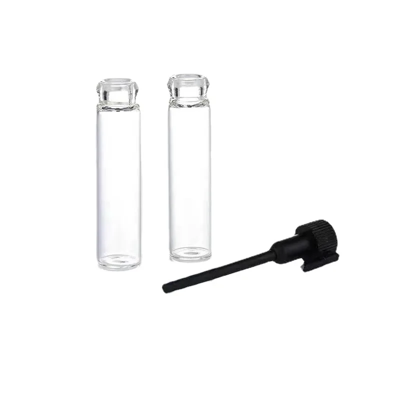 1ml 2ml 3ml Clear Perfume Tester Bottle Sample Tube Glass Perfume Vial Bottle with Plastic Lid