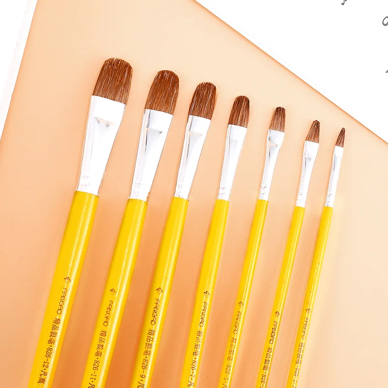 Soododo Freehand Watercolor Acrylic Flat Head Art Painting Brush 1-12# Wolf Hair With Wood Handle Oil