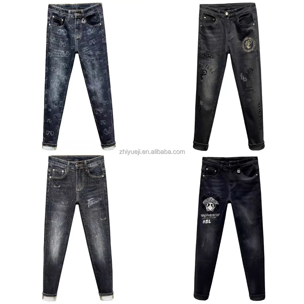 High-end Jeans Men Straight Cut Business Fashion Men's Pants
