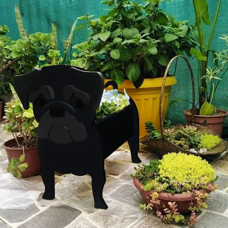 MeganJDesigns Dog Planter Plant Pot,Animal Flower Planter Pot For Garden Decoration,Storage Container Dog Planters,Handmade Planter For