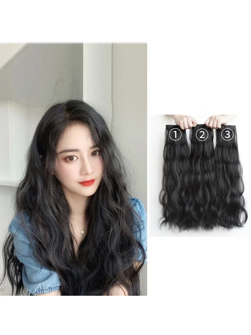 20 Zoll natürliche Welle synthetische Clip in Haarverlängerung 3 Stück BB Clip Haarteil_voghion.com