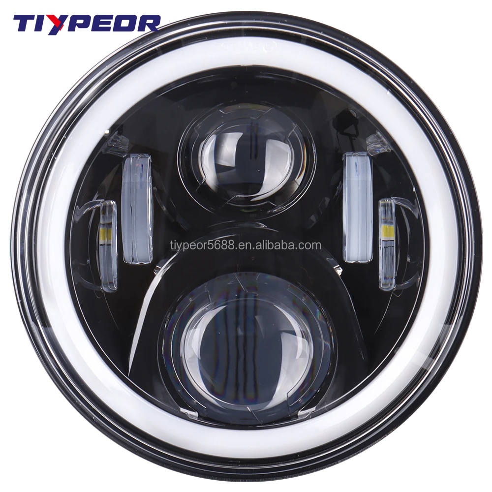 product tiypeor wholesale 12v 24v auto accessories with halo angel eyes drl headlamp for jeep 7 inch round led headlight motorcycle-8
