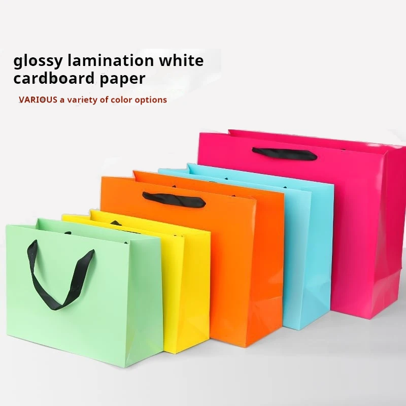 Wholesale Luxury White Cardboard Paper Gift Bag Glossy Lamination Design  Custom for Supermarket Shopping Packaging China