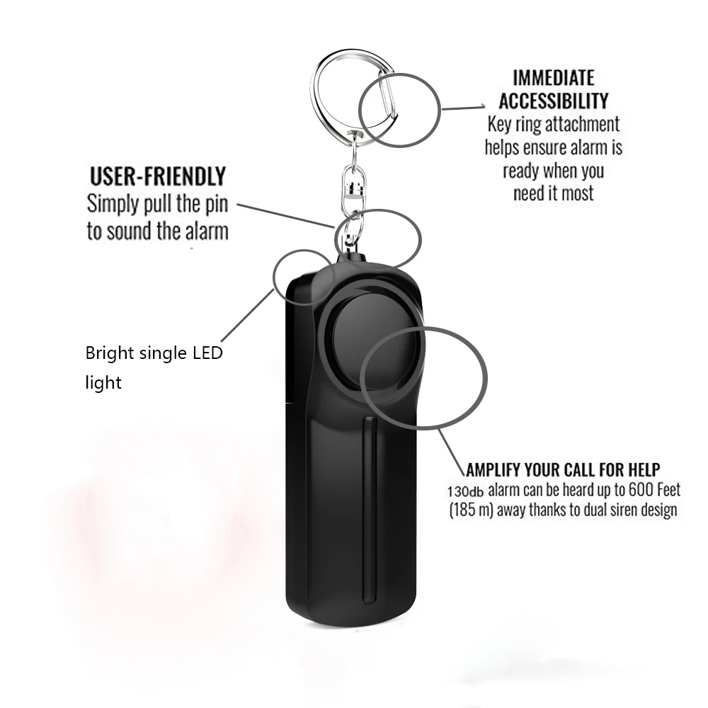 Manufacturer Self Protection Keychain Led Flashlight Personal Alarm Keychain for Women Keychain Alarm Self Defense