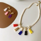 Necklace Resin Casual/sporty Wholesale Stainless Steel Layer Necklace DIY Colors Resin Gummy Bear Diamond Pendant Necklace Women Jewelry Making Accessories