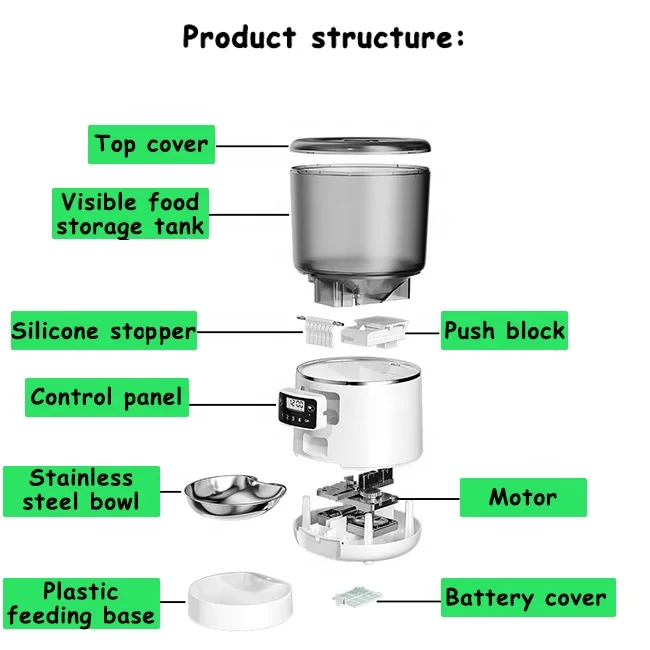 Ama 4L Microchip Large Gravity Programmable  Self Feeding Smart Outdoor Auto Best Automatic Cat Food Dispenser Timer