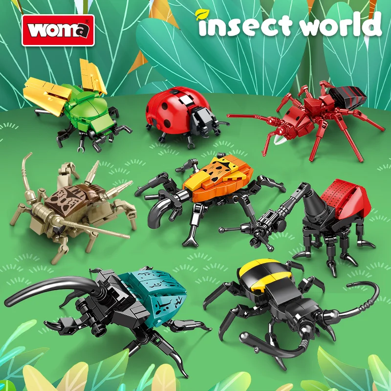 Woma Factory 8 in 1 Mini Animals Building Block Brick Bug Insect Toy Kit for Kids (C0632)