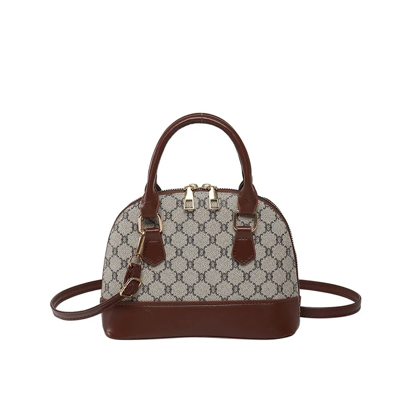 Korean Style Retro PU Leather Handbag 2025 Summer New Trendy Casual Polyester Zipper Shoulder Bag Western Style Fashion