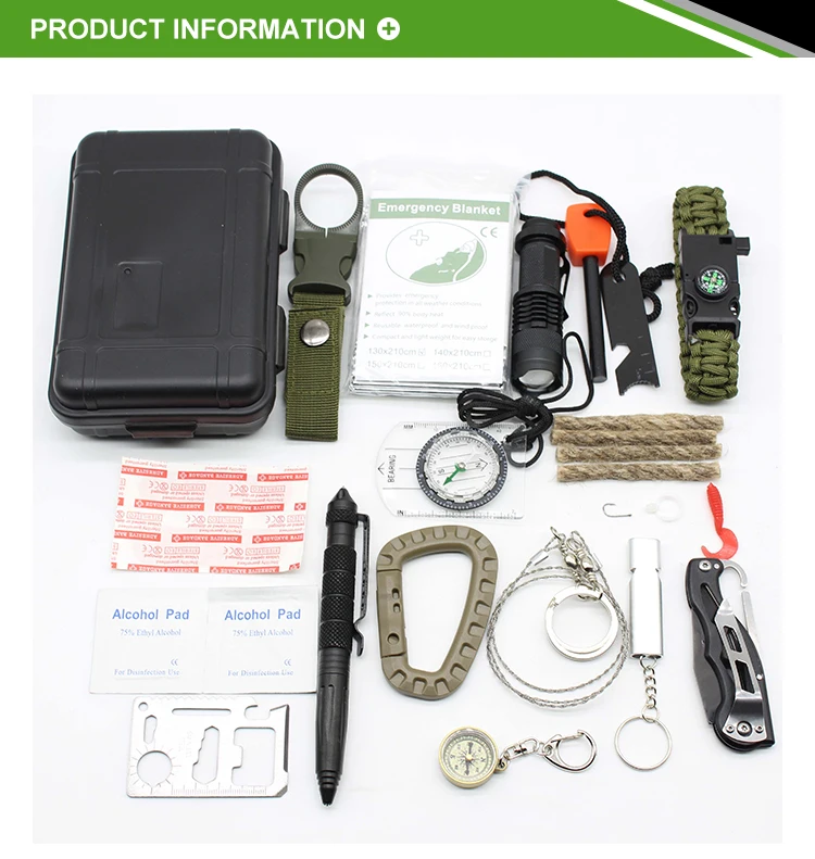 22 In 1 Survival Gear Outdoor Professional Emergency Survival Kit ...