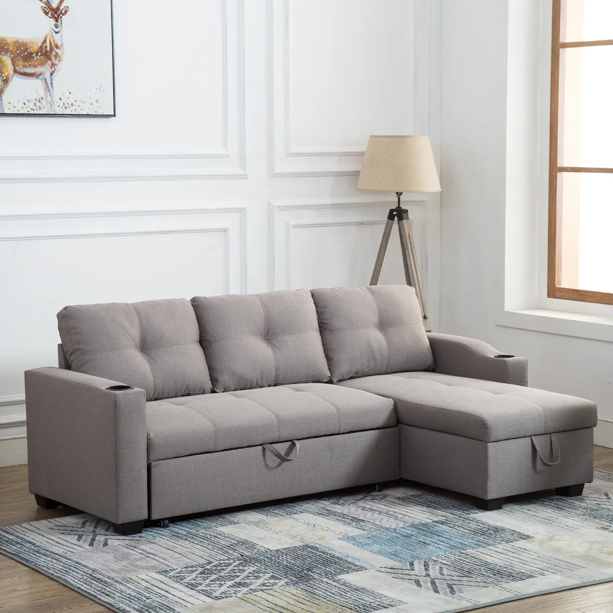 Living Room L - Shaped Folding Sofa Bed 2 Places Small Spaces Furniture ...
