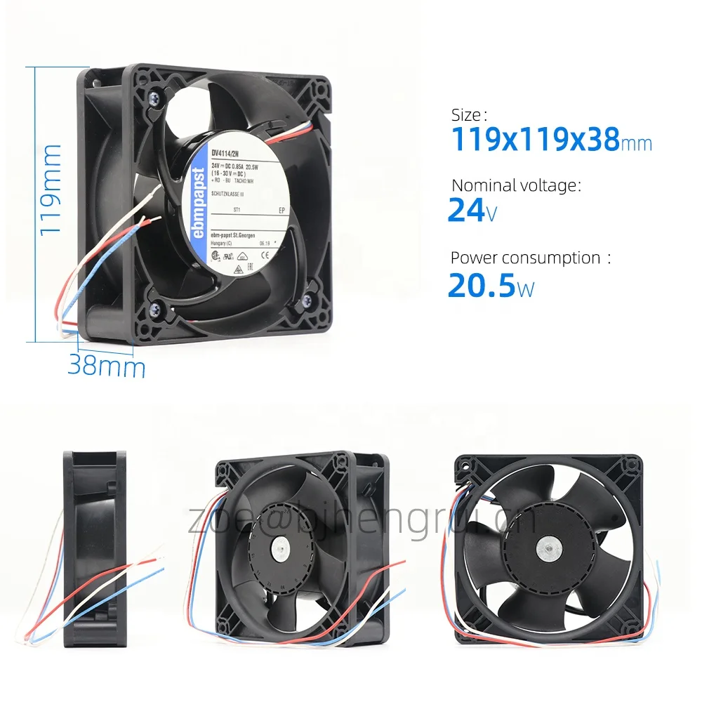 EBM-PAPST DV4114/2N 12038 24V DC Axial Cooling Fan - 20.5W, 850mA