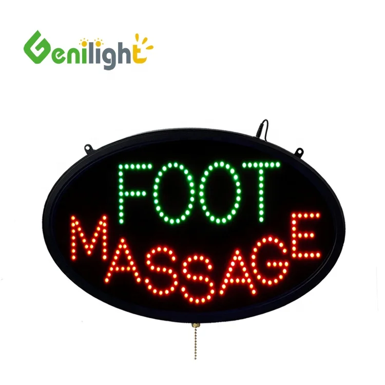 Source LED Neon Foot Massage Open Sign with Animation and Power (On/Off) on 