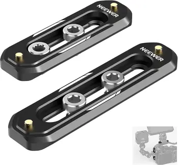 NEEWER 2 Pack Mini NATO Rail Set, 2.4"/60mm & 3"/75mm QR NATO Rail With Safety Pins, 1/4" Screws for NATO Clamp Top Handle Side