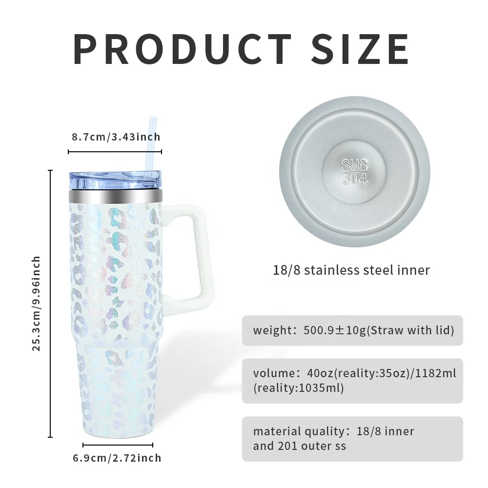 Устойчивая кружка с порошковым покрытием, кружка с двойной стенкой из нержавеющей стали объемом 30 унций, кружка 40 унций с ручкой на заказ