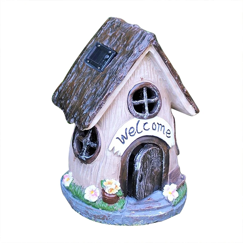 Solar Garden Decor Fairy House Pixie Welcome Outdoor Ornament - Buy ...