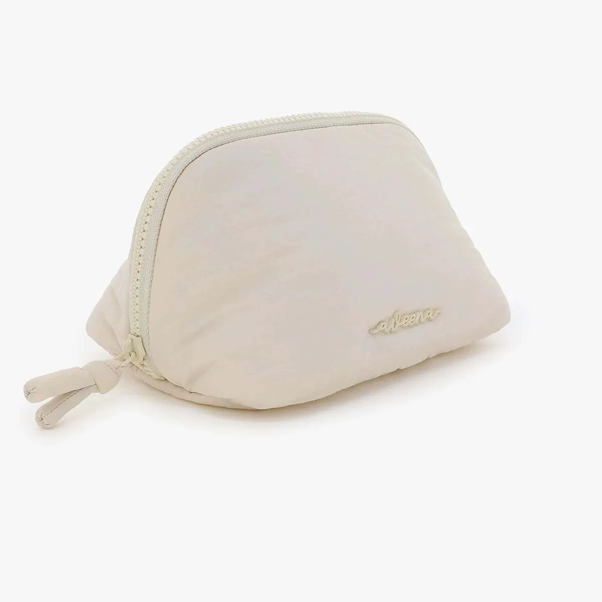 Custom Logo Quilted Padded Nylon Puffer Puffy Toiletry Wash Organizer Pouch Makeup Bag Cloud Travel Soft Cosmetic Bag