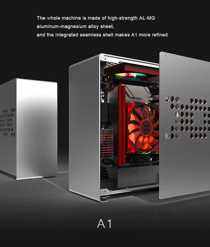Backpack Small Size Mini Desktop PC Chassis Micro Computer Mini ITX Table Aluminum Case for Gaming Office Home Personal Use