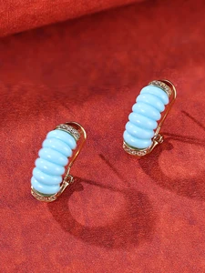 Original Design Enamel Zircon Stud Earrings, Elegant High-End Circular Brass Earrings for Women Gift