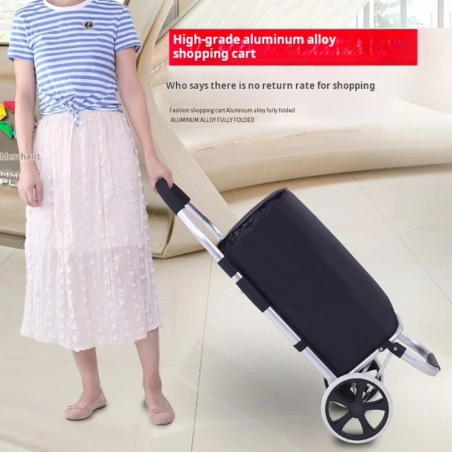 Multi Functional Shopping Trolleys Aluminum Frame Lightweight Wear Resistant for Portable Shopping Push Cart