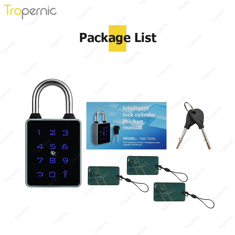 Tropernic High Security Keyless Candado Password Card Key Combination TTlock Smart Padlock
