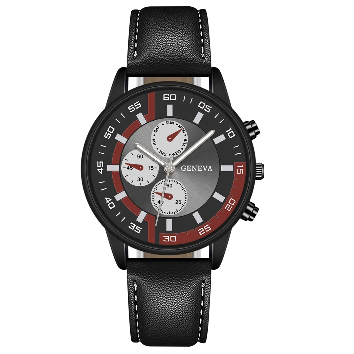 Y662 Gift Date Sports Clock PU Leather Strap Wristwatches