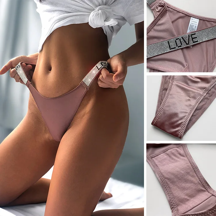 Custom Pink See Through Hollow Out Hole Panties Tangas Attractive Belt Womens G String Thongs