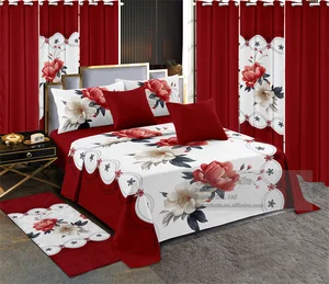 Luxury Bedroom Set with Curtains and Carpet for Home Use 13pcs Bedsheet & Pillowcases & Curtains king Size