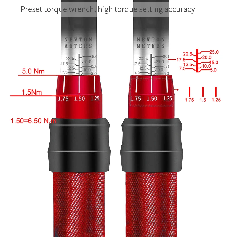 High Accuracy Adjustable Handle Manual Ratchet 1/2 Inch Preset Type Torque Wrench Tool Set