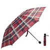 10 bone three fold large umbrella surface-brown red lattice