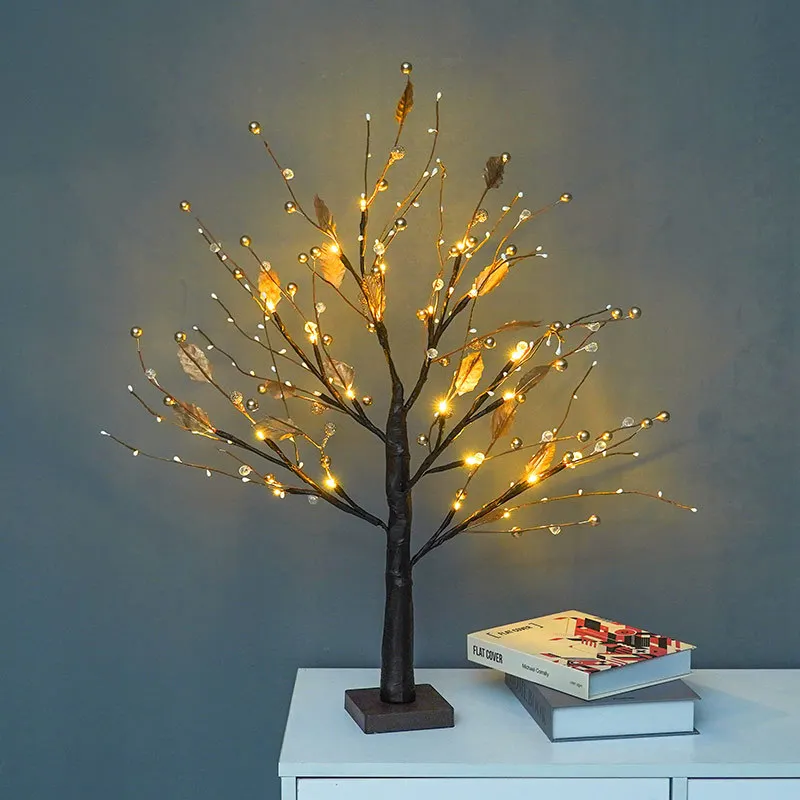24 LED USB Battery Artificial DIY Gift Indoor Twinkling Cherry Table Decoration Light Girl Room Led Tree Light for Home Decor