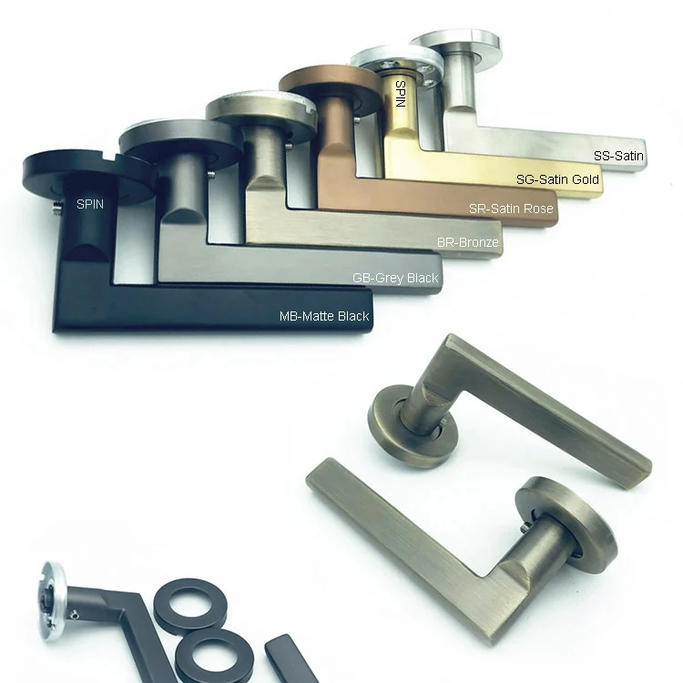Luxury Brass Tubular Lever Interior Doors Lock Handle Set Aluminum