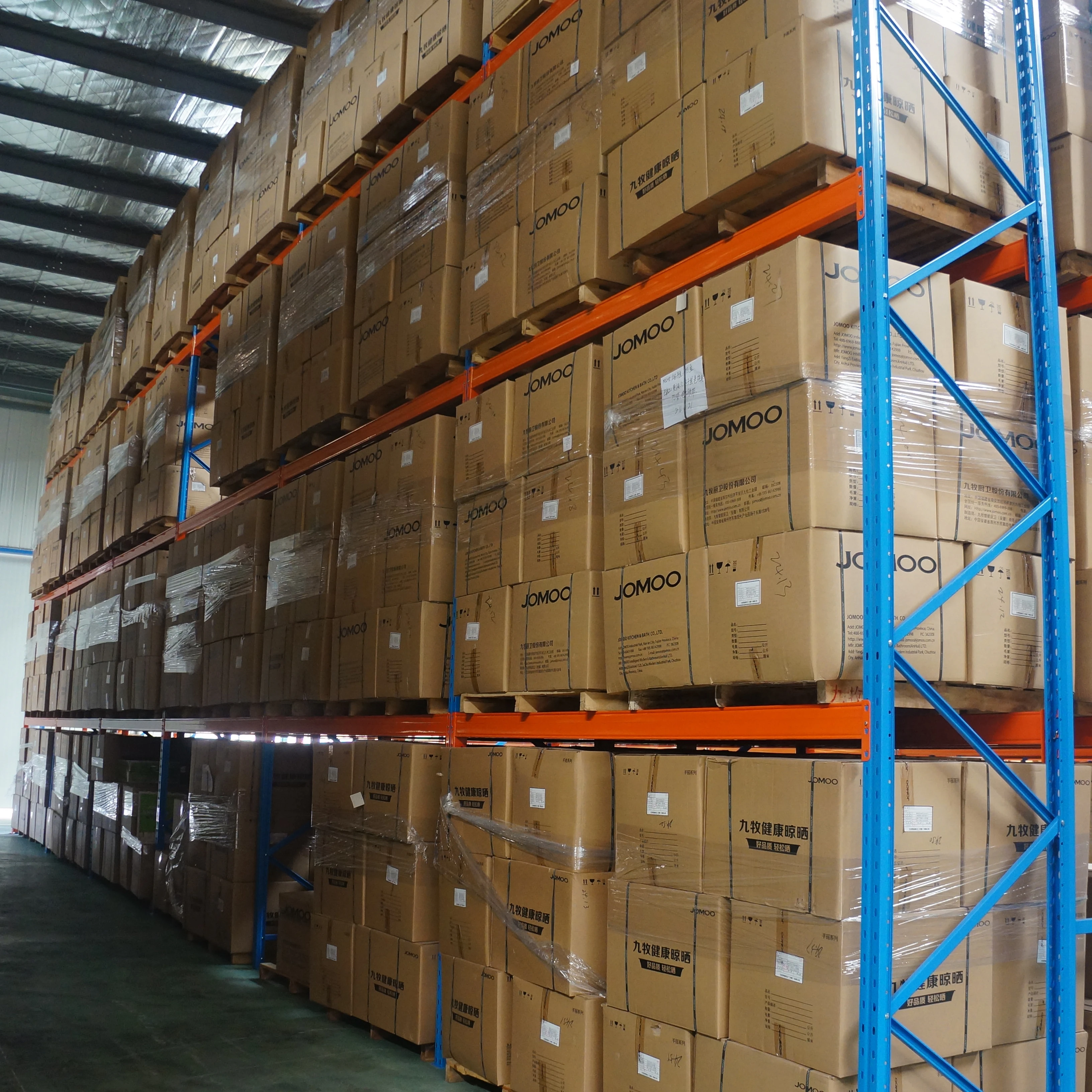 Heavy Store Rack Stackable Pallet Blue and Orange Pallet Racking