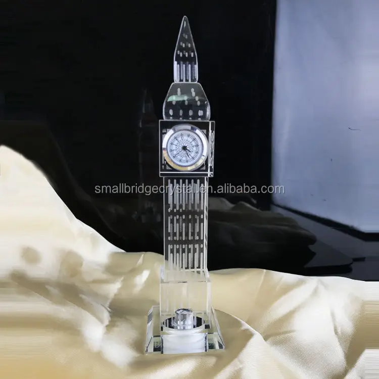 Small Bridge Wholesale Customization London Big Ben Souvenir Gifts 3d Crystal Building Model Sandblasting Glass Crystal Model