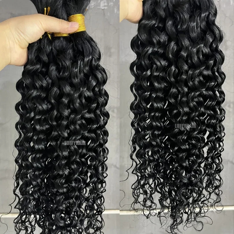 Capelli umani sfusi ricci profondi per intrecciare, estensioni di capelli vergini malesi al 100% non trattati_voghion.com