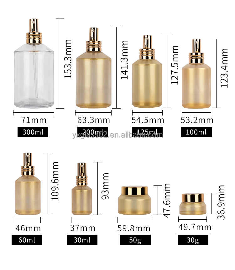 Cosmetic glass bottle with PUMP SPRAYER 30g 50g 30ml 60ml 100ml 125ml 200ml 300ml custom perfume bottle details