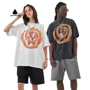 Custom Vintage Street Rock Women's Short-Sleeved T-Shirt 200G Acid Wash 100% Cotton Printing Heavy Women T Shirt