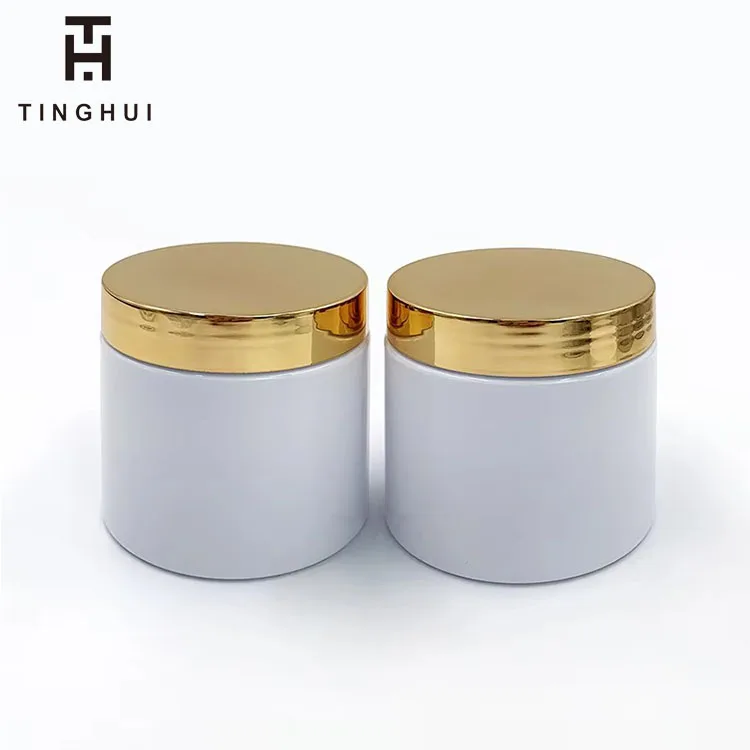 In Stock 100ml 120ml 150ml 200ml 250ml Empty Clear Plastic PET Jar with Gold Lid Luxury Cosmetic Packaging for Cream