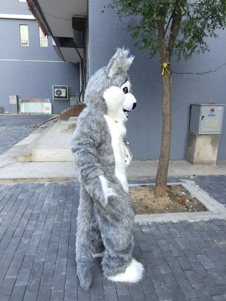 Costume de loup gris en peluche pour enfant