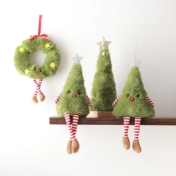 A263 Green Christmas Tree Scene Doll Pendant Cute Wooden Stuffed Desktop Decoration  New Product Hunting Box Packed House