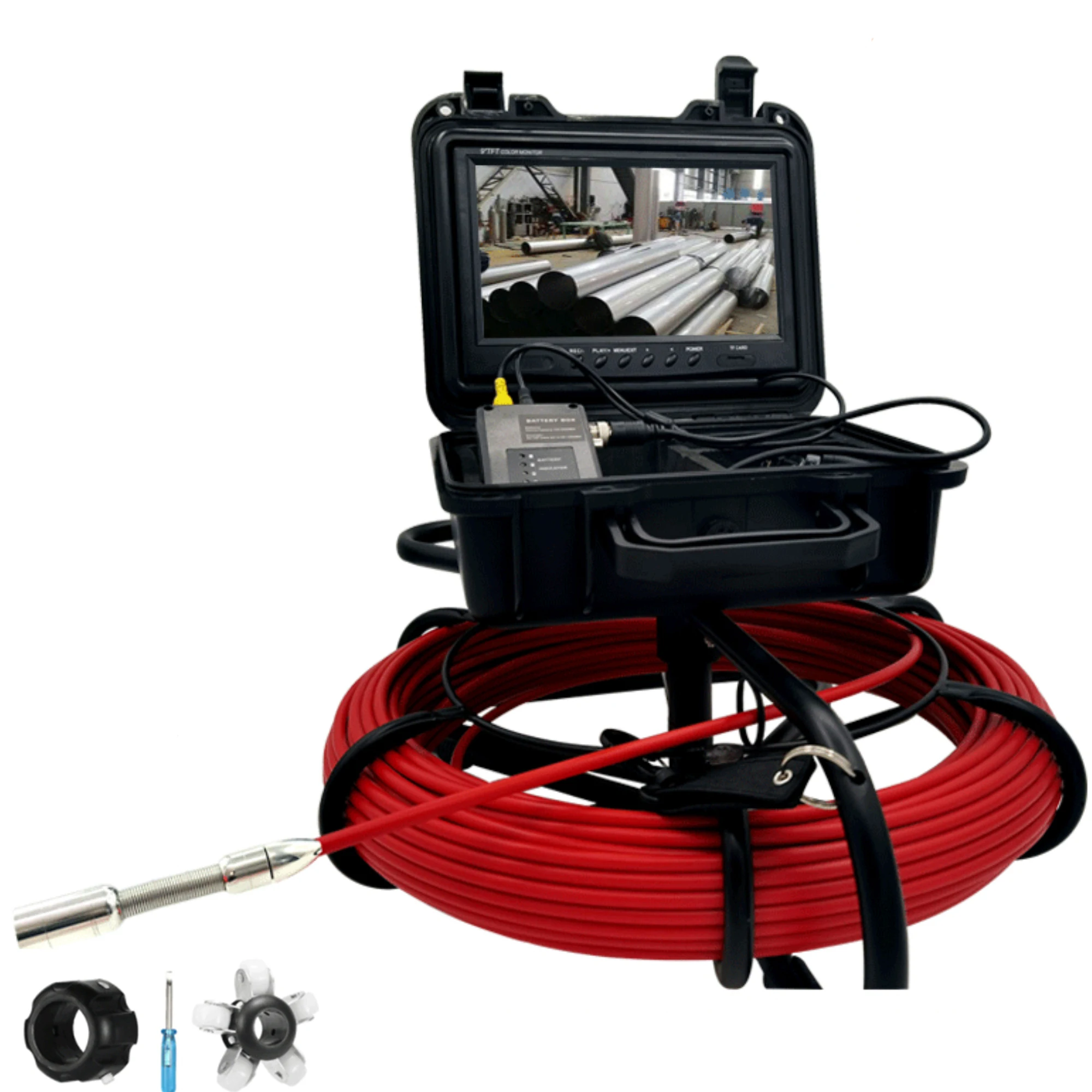 Best 7MM 10-100M Cable Sewer Camera 23MM Lens Industrial Endoscope Sewer Pipe Inspection Camera System With 16GB DVR Video Recording